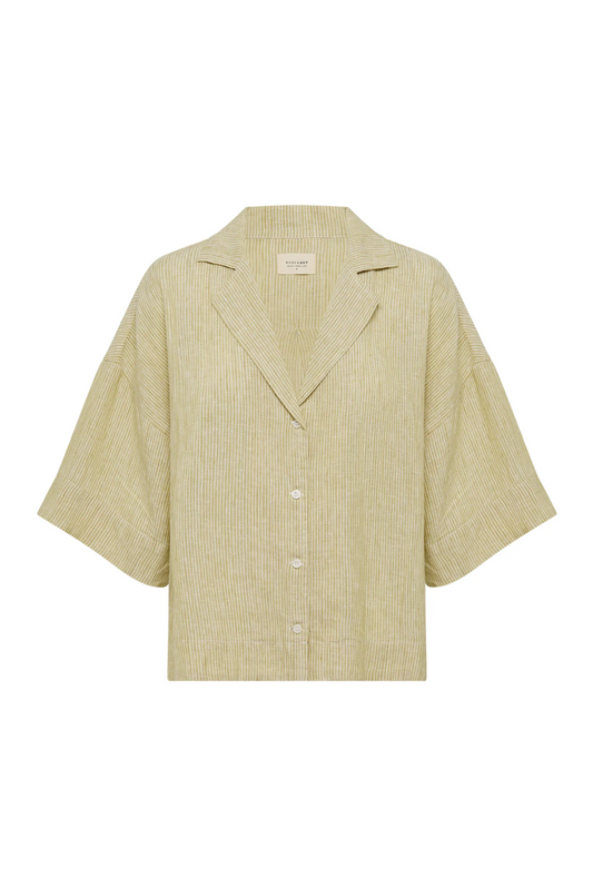 Moss Striped Linen Shirt
