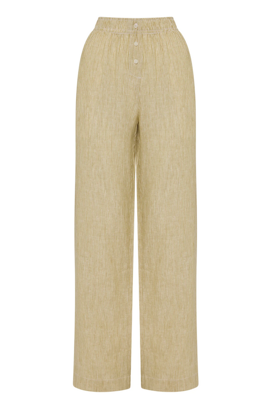 Moss Striped Linen Pant